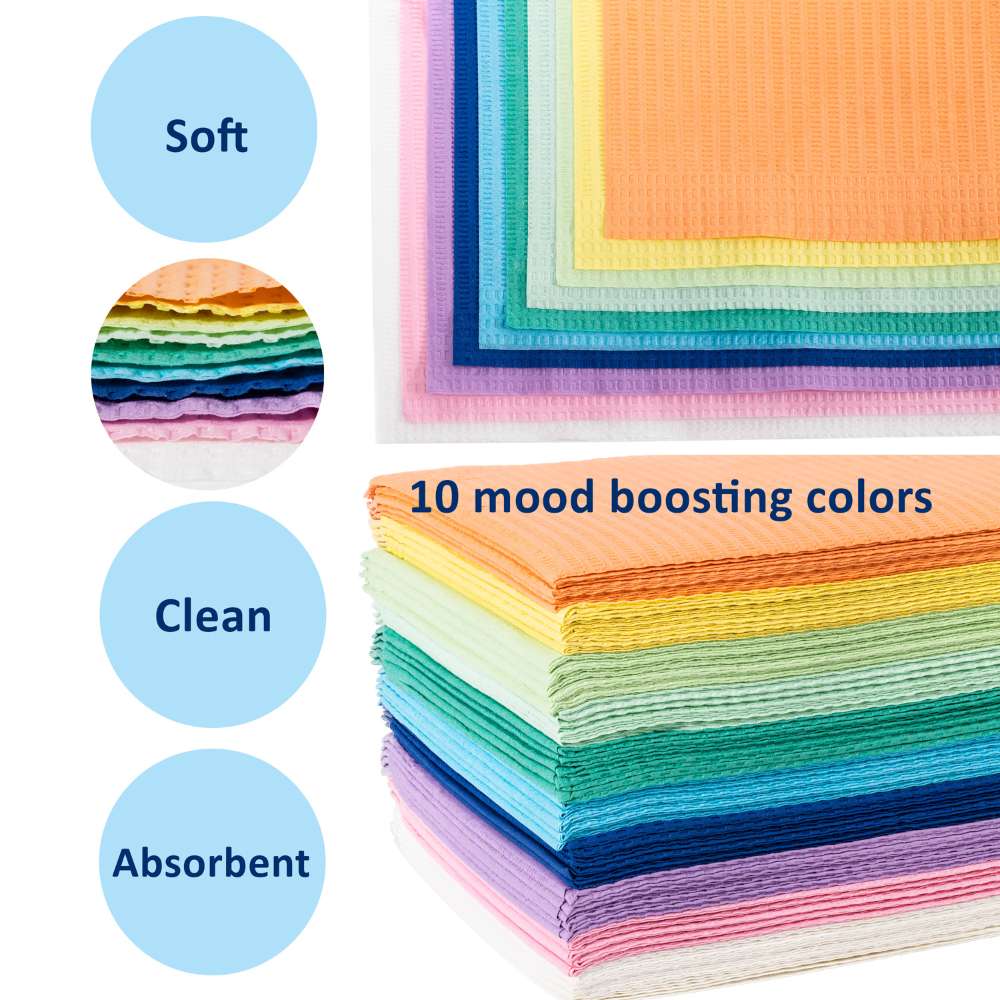 Disposable Dental Bibs – Waterproof, Absorbent, & Hygienic | 10 Vibrant Colors